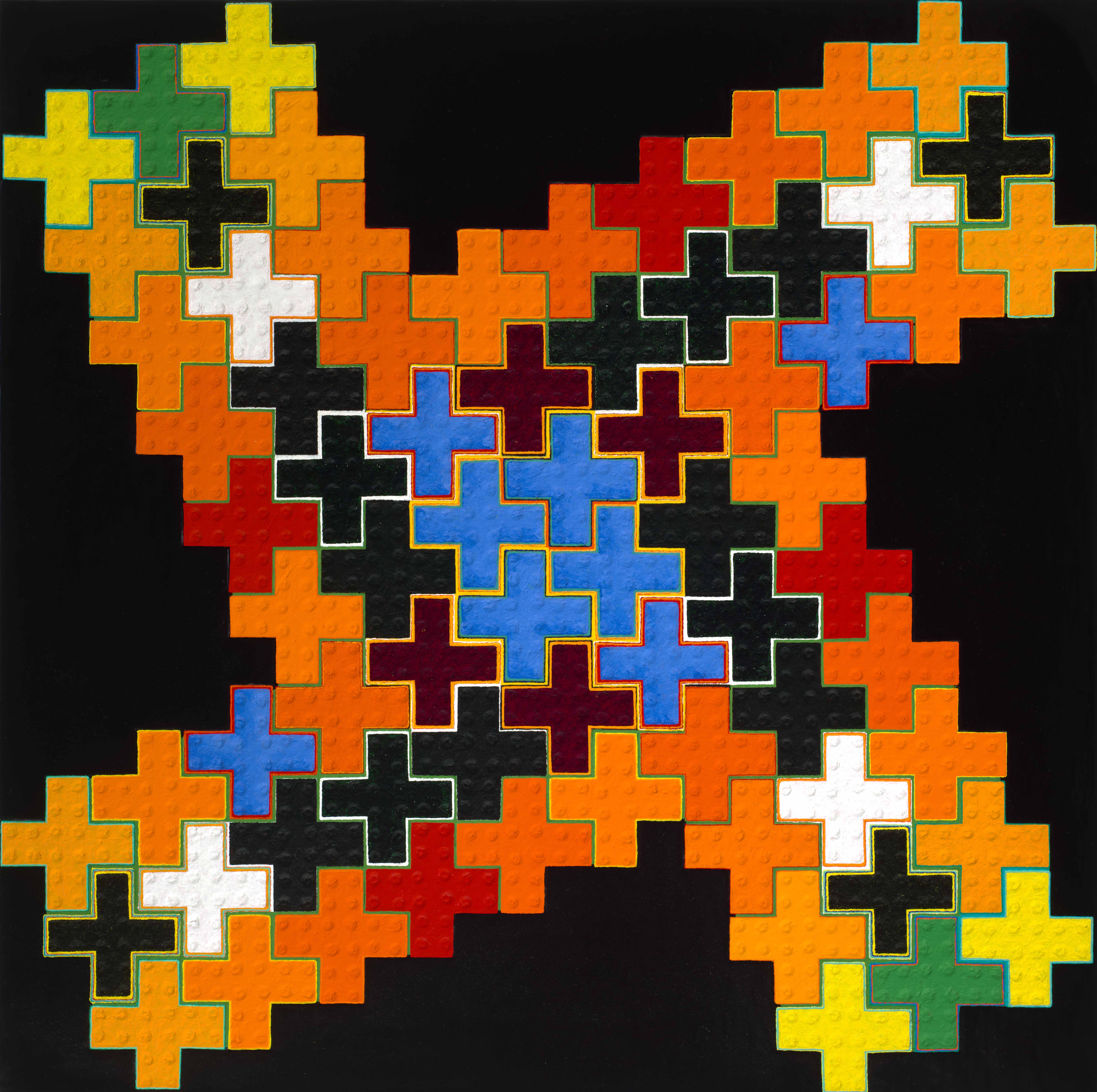 Little Bang Blue, 1993-2024, oil on riveted aluminum, 24x24 inches