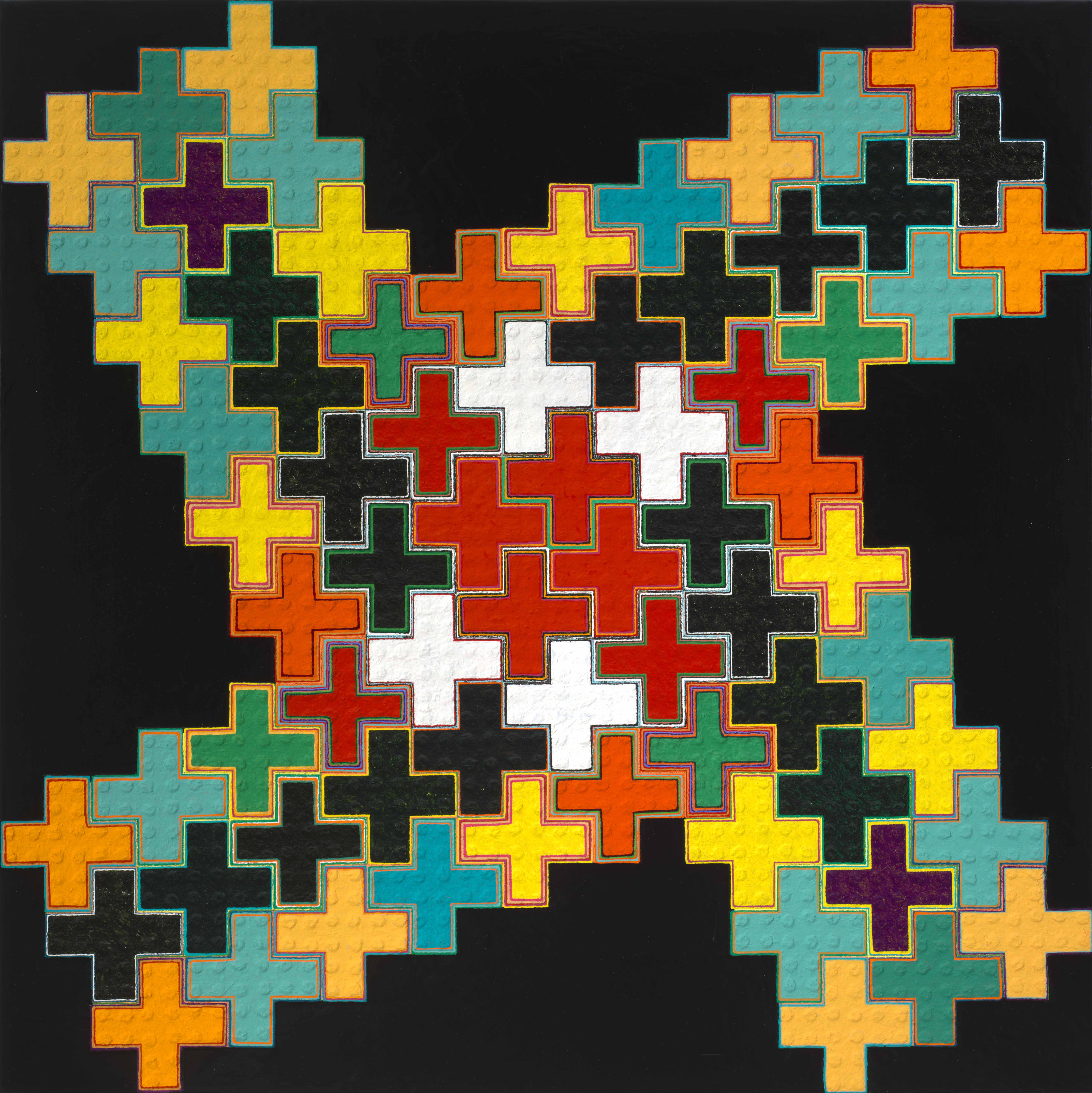 Little Bang Red, 1993-2024, oil on riveted aluminum, 24x24 inches