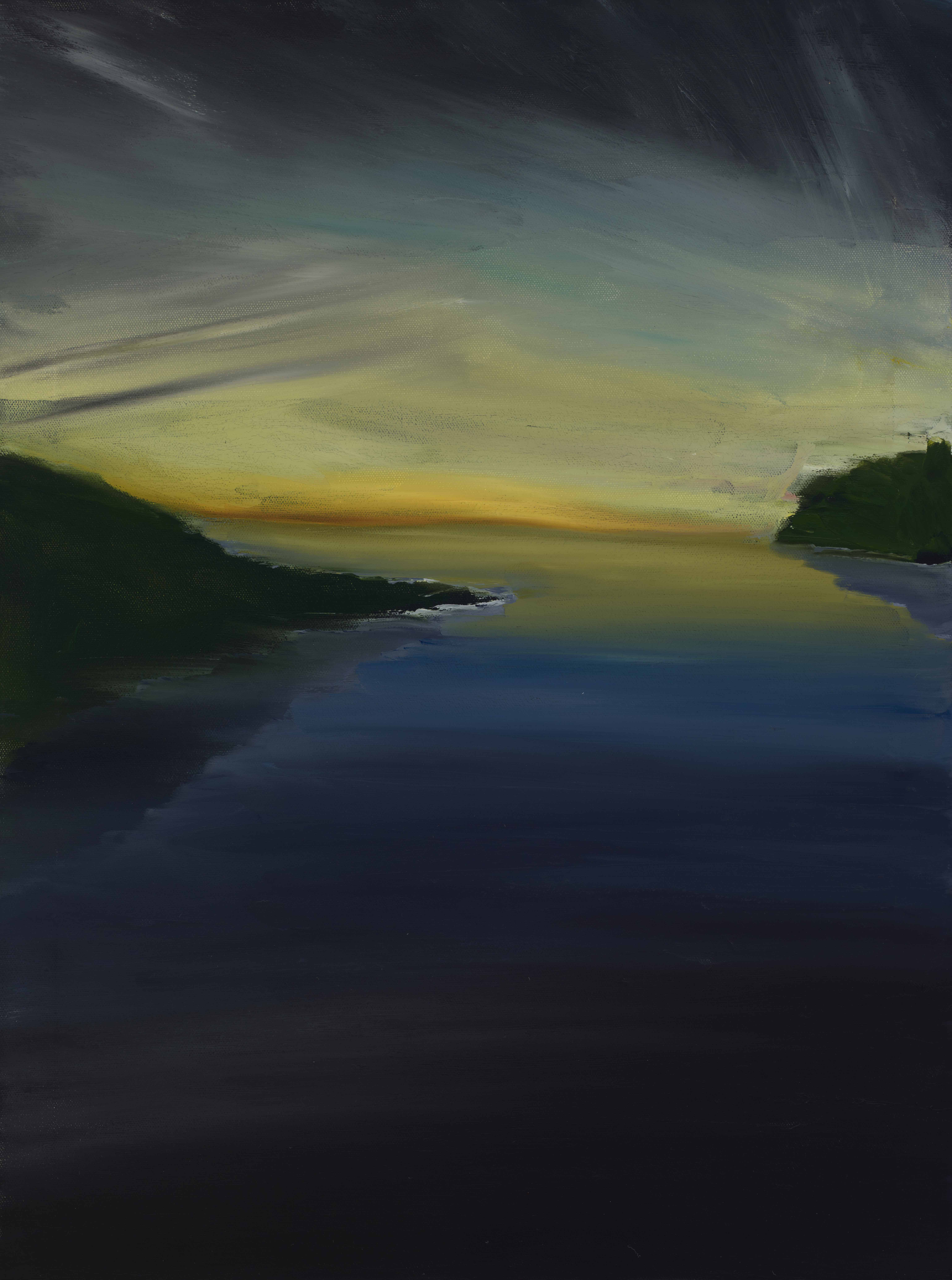 River at Dawn 8, 1996-2024, oil on canvas, 24x18 inches