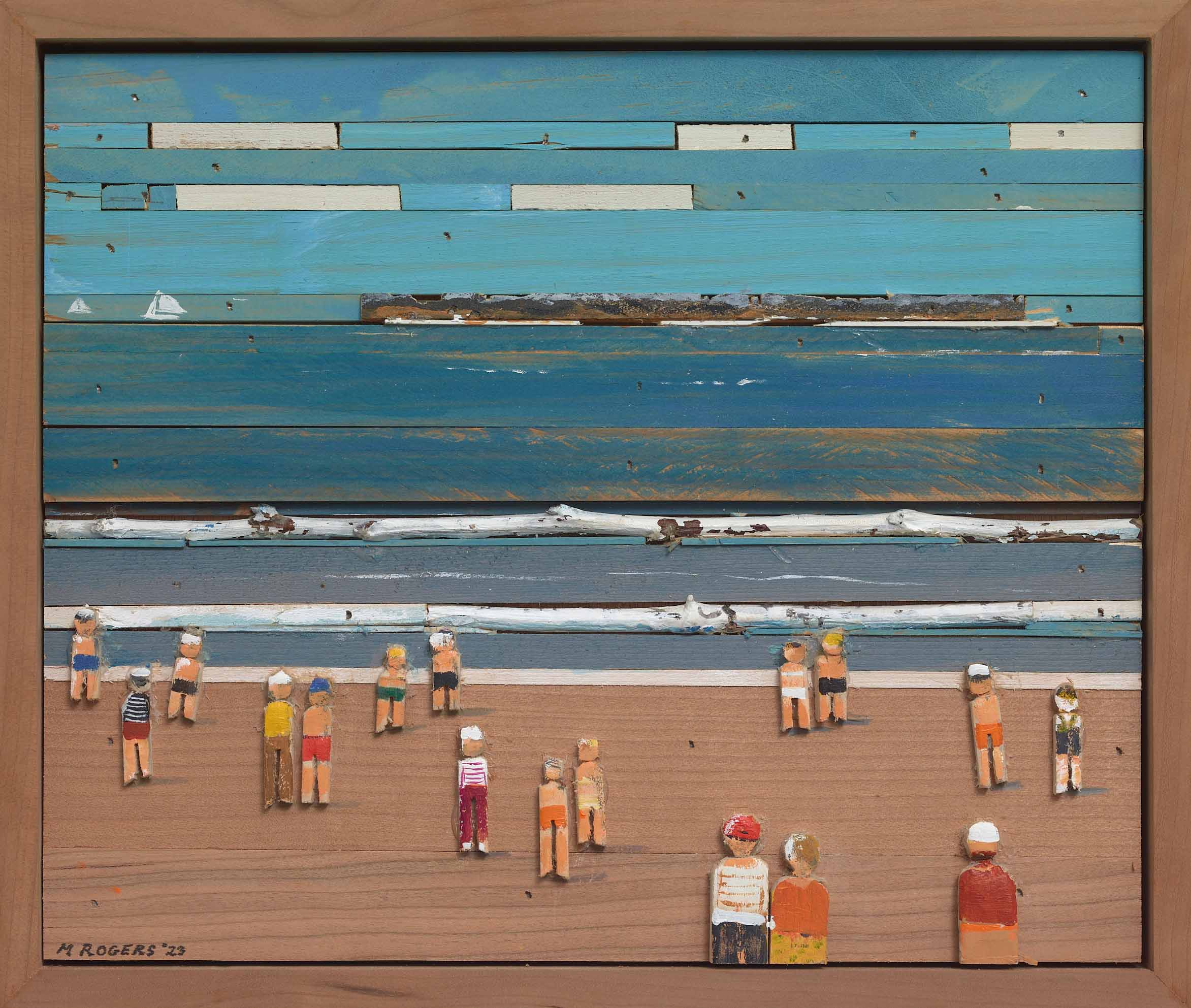 MAC ROGERS, Beach Scene, 2023, mixed media, 10.75 x 12.75 inches