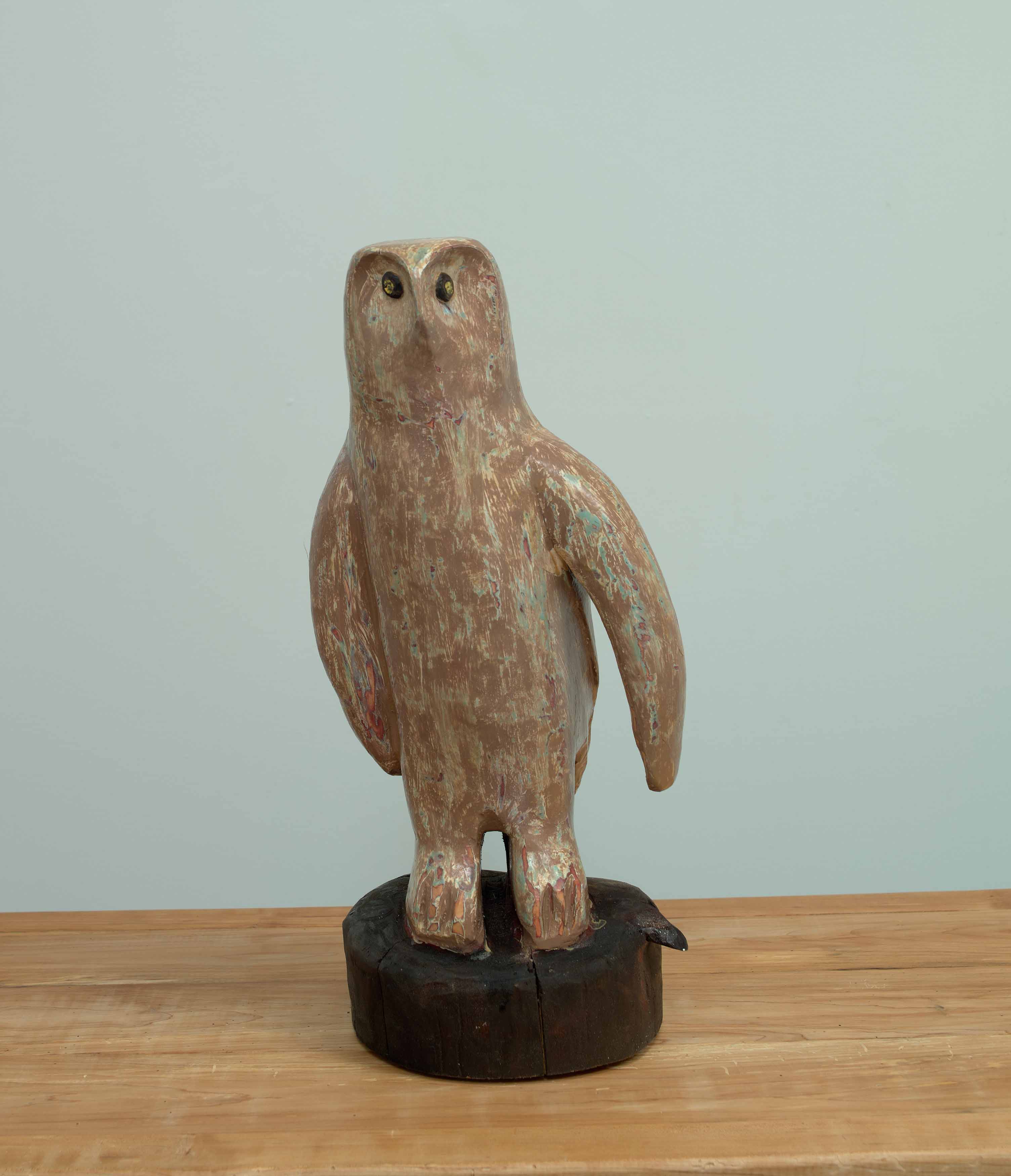 JOHN ATTWOOD, Hawkeye, 2025, pine and oil paint, 19.5 x 9 x 9 inches