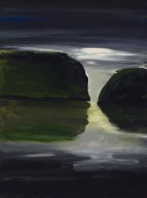 River at Dawn 5, 1996-2024, oil on canvas, 24x18 inches