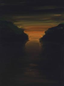 River at Dawn 6, 1996-2024, oil on canvas, 24x18 inches