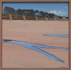 Beach Stairs, 2023, mixed media, 14.25 x 14.5 inches