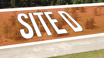 Shaded graphic area for Site D location on a photo at Henry P. Jones III Business Park in Jonesboro, Arkansas