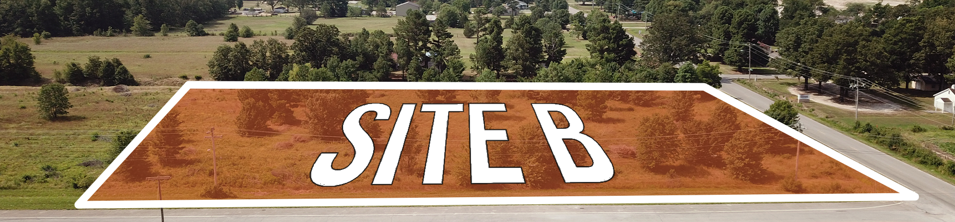 Shaded graphic area for Site B location on a photo at Henry P. Jones III Business Park in Jonesboro, Arkansas
