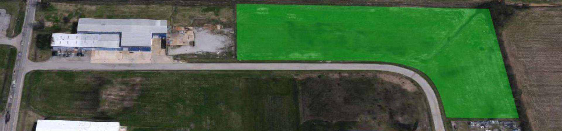 Map graphic showing the 5-acre site in Jonesboro Industrial Park  