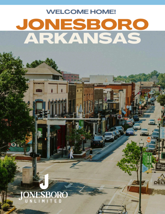 Cover of the Welcome Home to Jonesboro Arkansas Guide showing Main Street 